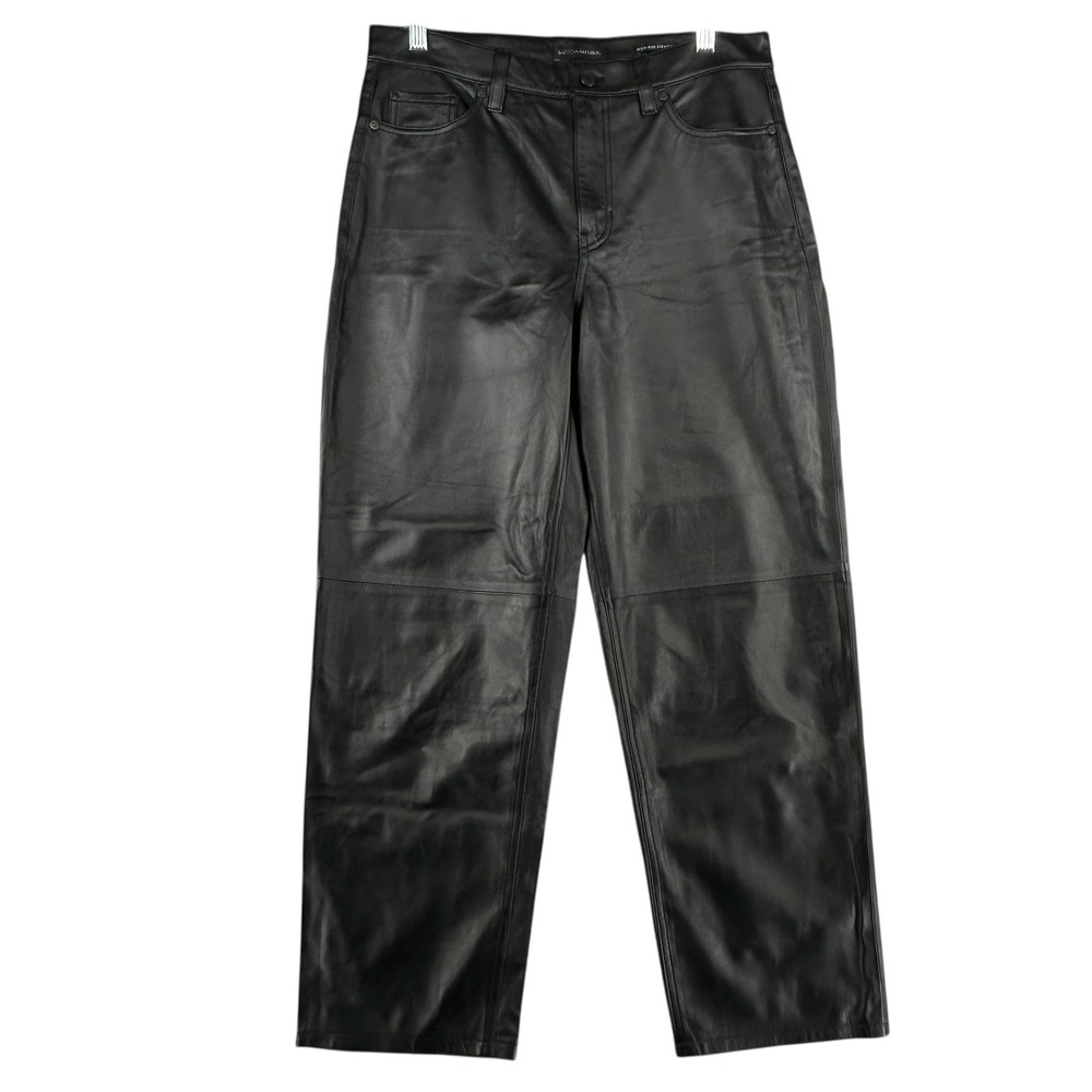 Banana Republic High Rise Straight 100% Lamb Leather Pants Women Size 29 32x27.5
